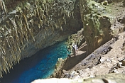 Cavers explore the Blue Lake Cave (Gruta do Lago Azul).