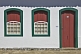 Image of Colorful colonial house door and windows.