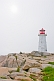 Sun struggles to shine on Peggy\\'s Cove lighthouse tower.