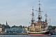 Image of Replica pirate ship 'Hector' moored to the Pictou wharf.