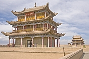 Pagoda-style watch tower on the walls at the Jiayuguan Fort.