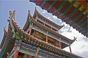 Multi-colored roofs and walls at the Gao Buddhist temple.
