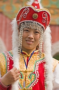 Chinese girl wearing imitation Emperor\\\\'s court clothing.