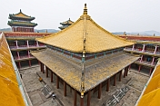 Putuozongcheng Buddhist temple roofs and courtyard.
