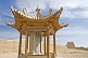 Stone tablet and pagoda at the Jiayuguan Fort.