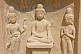Image of Buddha statue with two female attendants at Bingling Si, near Yongjing.
