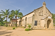 The brick-built Notre Dame de Grace Catholic church run by the Sisters of Charity Convent.
