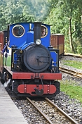 An approaching steam train at Kirklees Light Railway at Clayton West.