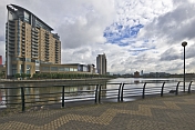 The Salford Quays and Lowry Centre development on the Manchester Ship Canal.