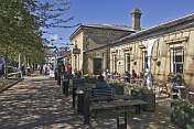 Outdoor cafe at Ilkley Railway Station on Station Road.